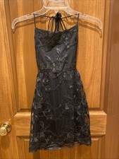 Lucy In The Sky Black Lace XS Dress Strappy Open Back Trendy Cocktail Party Mini