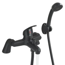 Luxury Bathroom Sink Bath Filler Tap Shower Mixer Taps with Hand Held Set Black