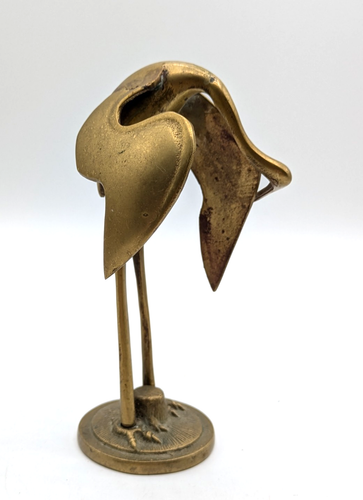 Vintage Messing Bogen Kranich Vogel Figur Skulptur Mid Century Modern anlaufend 6" - Bild 5 von 9