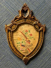 Vintage Wall Frame Baroque Rococo Asian Bird Print 35x23 Shield WOW!