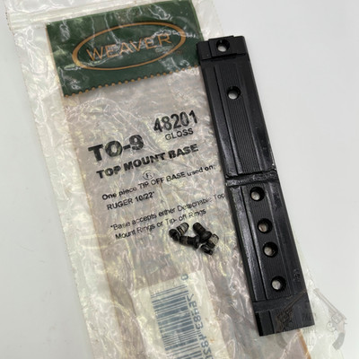WEAVER TO-9 One-Piece Tip Off & Detachable Ring Base for RUGER 10/22 - 48201