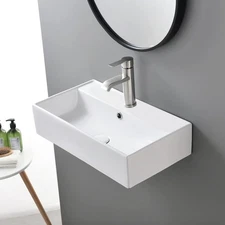 Wall Mount Bathroom Sink, 21x12 Inch Small Bathroom Sink with Wall Mount Scre...