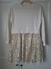 Next cream and gold sequine dress party and smart warm age 10 . Excellent