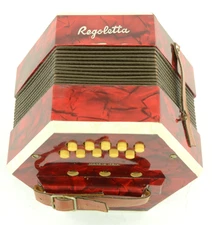 Vintage Regoletta Red Pearl Concertina Accordion - Made in Italy - Very Nice!