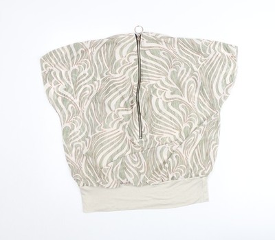 Pala D Oro Tunika-Bluse Damen beige geometrisches Reißverschluss Größe L