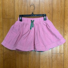Mini Boden Girls Pink Corduroy Skirt 6-7Y Elastic Waist Floral Lined Cottage
