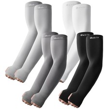 Arm Sleeves with Thumb Hole for Men Women, Sun Protection X-Large Mix Grey