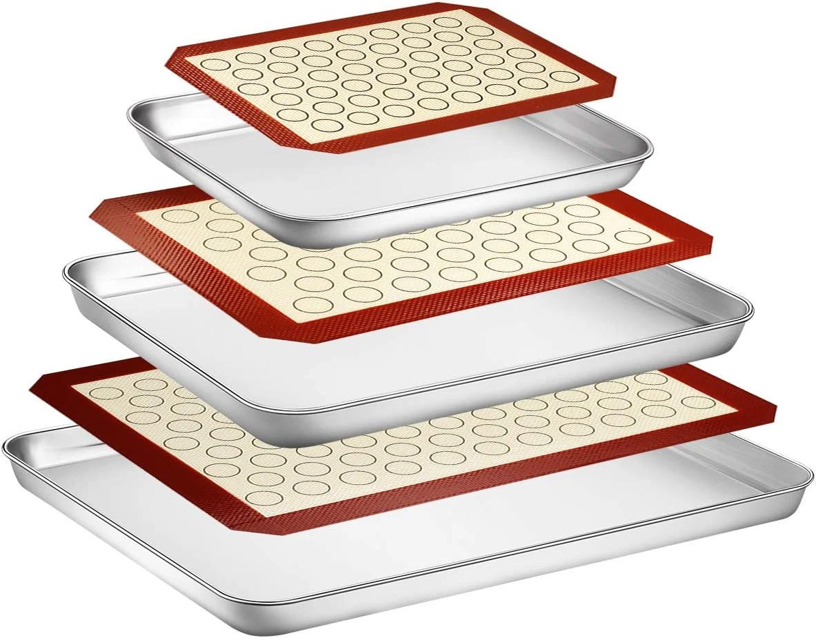 Baking Sheet with Silicone Mat Set, Set of 6 (3 Sheets + 3 Mats), Stainless Stee
Opens in a new wind