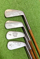 4 Vintage Hickory Wood Shaft Scottish Irons, Stewart, Nicoll  Gibson