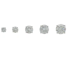 Diamonique Stud Earrings Set In Sterling Silver Graduated Sizes From 1-5 Carats