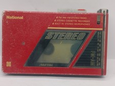 National RX 1960 Walkman Cassette player Motor spins radio works For Parts or re