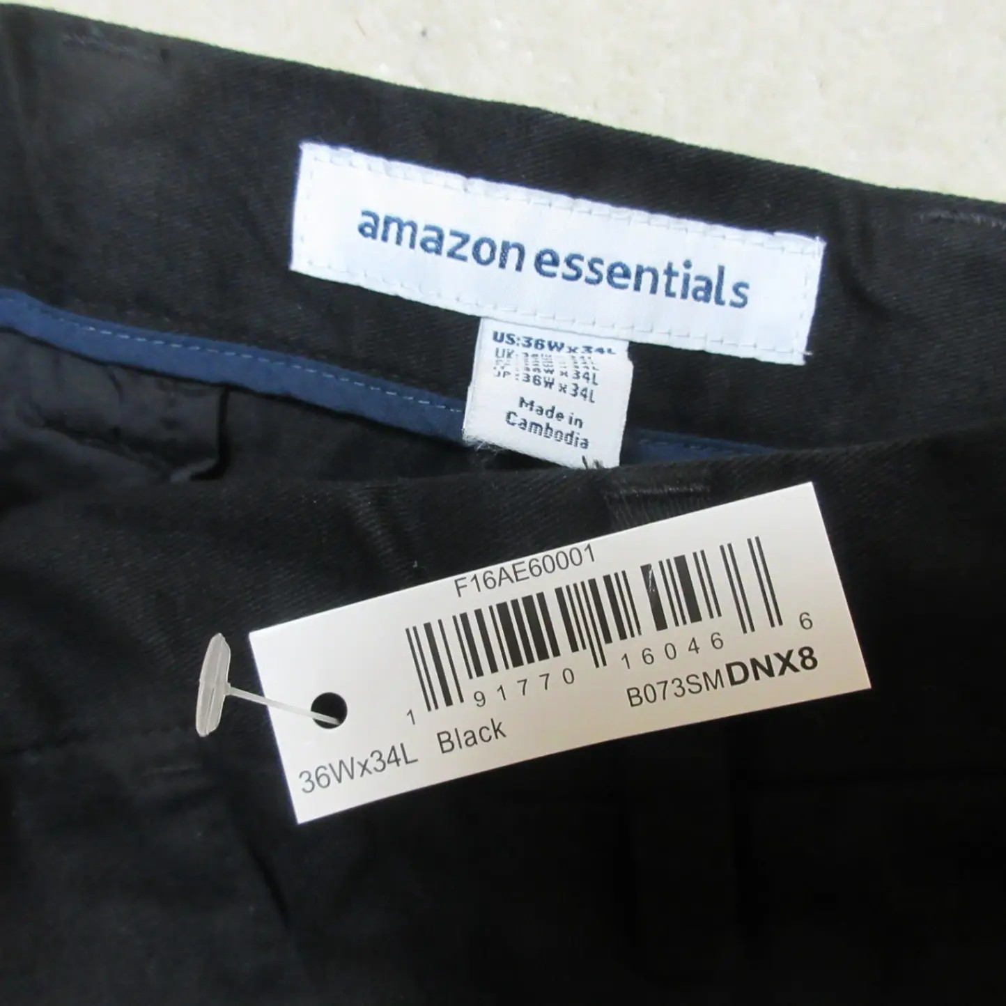 Amazon Essentials Men's Black Pants 36X34 Flat Front Trousers Comfortable Fit thumbnail 2