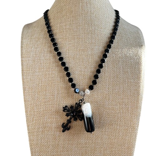 Upcycled Vintage Necklace with added Cross