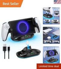 Magnetic Charging Stand for PS Portal with RGB Lights - Portable Black Dock