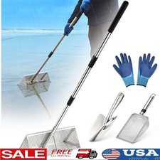 Sand Flea Rake Beach Sifter Set Stainless Steel Shovel Gloves Efficient Tool New