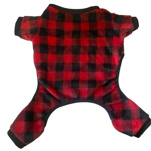 Luv Gear Holiday Red Black Plaid Xmas Dog Fleece Sweater Size M