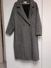 Rita Ora Herringbone Long Coat Size Large Oversized Double-Breasted