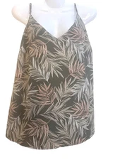 A New Day Tank Top XL Palm Leaf Print Sleeveless Casual Top spaghetti Strap ￼