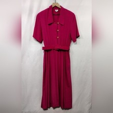 Vintage FTLTD Button-Up Dress Women's 12 Pink Barbiecore Beach Vacation Casual