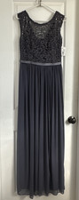 Davids Bridal womens 8 pewter sleeveless formal dress NWT style F19328