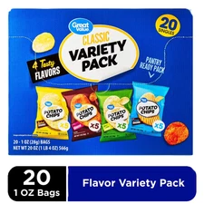 New Great Value Classic Chips Variety Pack, 1 oz, 20 Count