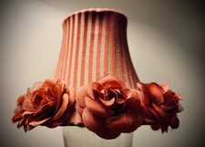 Vintage French Mini Clip-On Lamp Shade Burgundy Gold Silk Roses 5.5” 