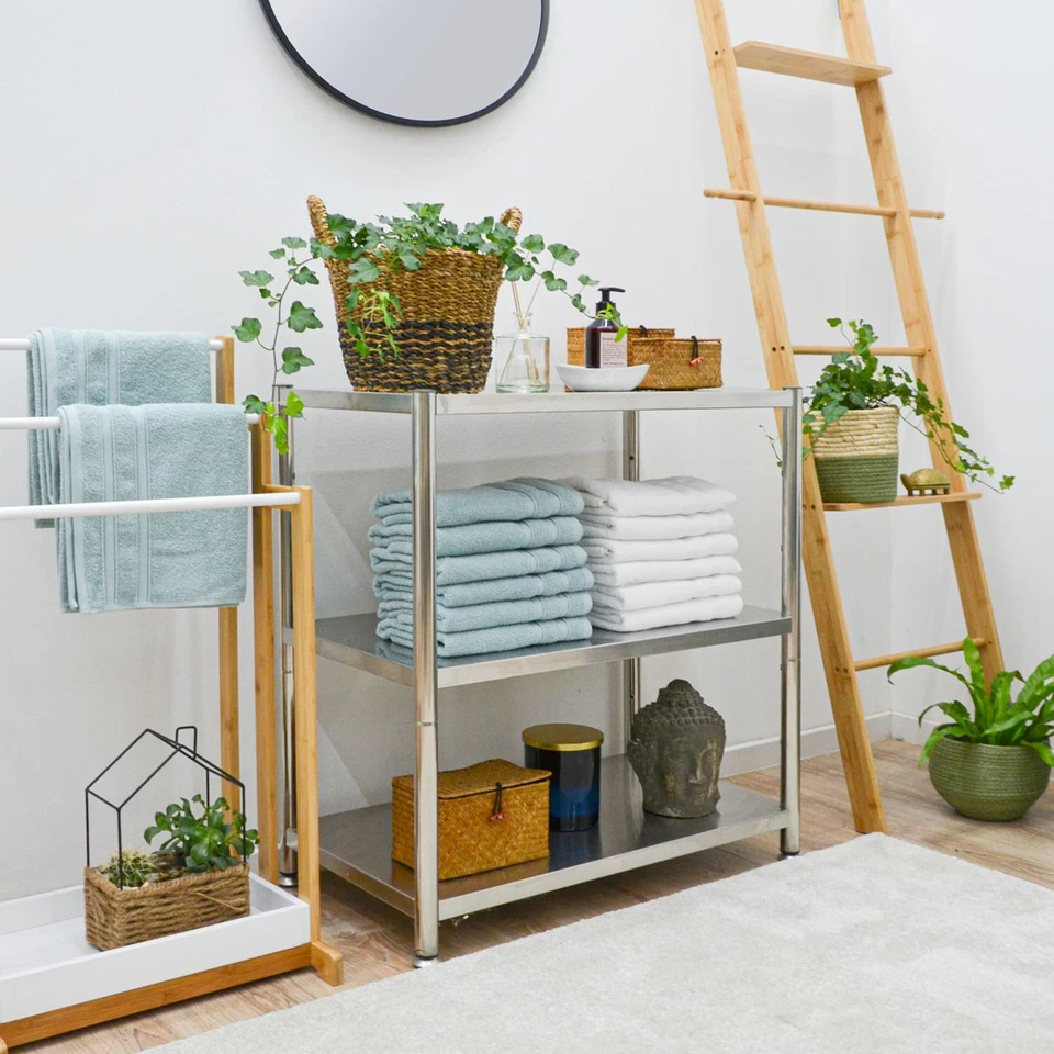 Edelstahl Küchenregal bis 120 kg Metallregal 73x40x77cm 3 Regal Böden Standregal - Bild 3 von 4