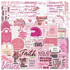 50Pcs Pink Jesus Stickers for Adults,Inspirational Bible Verse