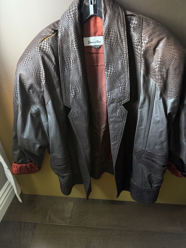 Brown Leather Jacket Deena Han Size Large Women's Western Style Cowgirl