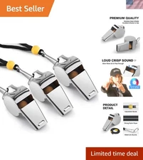 Durable Metal Sports Whistles with Lanyard - Essential for Coaches & Referees