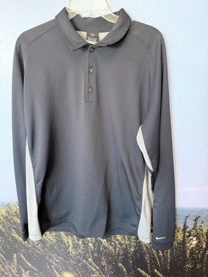 Nike Golf Sphere React Long Sleeve Polo Shirt Mens XL Swoosh Waffle Type