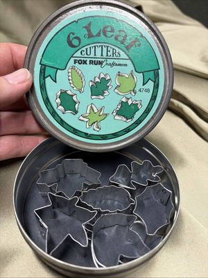 Fox Run 6 Leaf Pie Cutters, Minis In Storage Tin Vintage Kitchen USA, UK, Canada