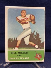 Bill Miller -Miami- Dallas Texans 1962 Fleer # 28 Card