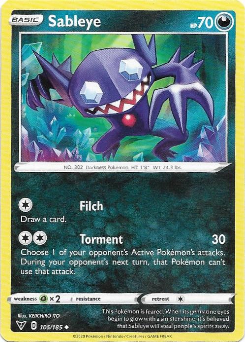 Sableye 105/185 Uncommon Vivid Voltage Pokemon Near Mint
