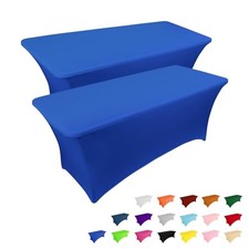 2 Pack 4FT Table Cloth for Rectangular Fitted Events 4 Ft - 2 Pcs Royal Blue
