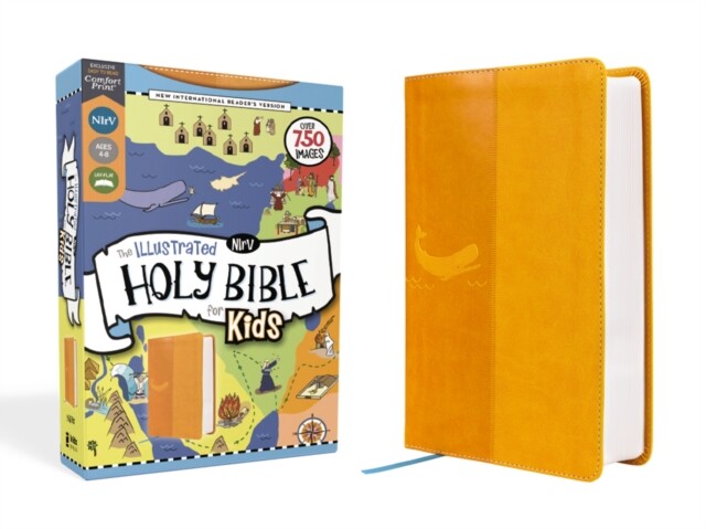 NIrV, The Illustrated Holy Bible for Kids, Leathersoft, Yellow, Full Color,