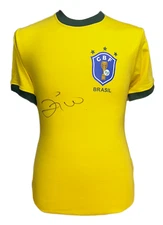ZICO SIGNED BRAZIL 1982 FIFA WORLD CUP FOOTBALL SHIRT SEE PROOF & COA