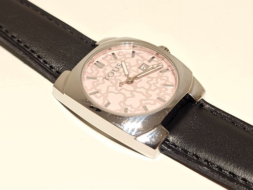 RETRO LUXURY ELEGANT PINK DIAL LADIES STAINLESS STEEL QUARTZ WATCH "TOUS"/00380 - Picture 7 of 13