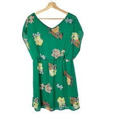 Forever 21 XXI Green Floral Fit & Flare Mini Dress L