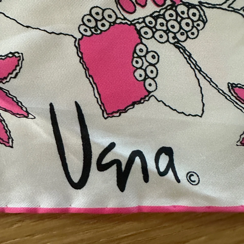 VTG VERA Square Scarf Floral Design pink  white Japan 27" x 27" Hand rolled hem - Image 2 of 4