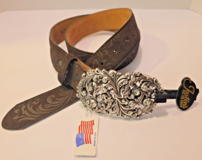 Justin Boots Brown Leather Belt with Silver Buckle Justin® Boots Men main image 2