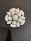 Vintage Gold Prong Set MILK GLASS Brooch Pin Unsigned