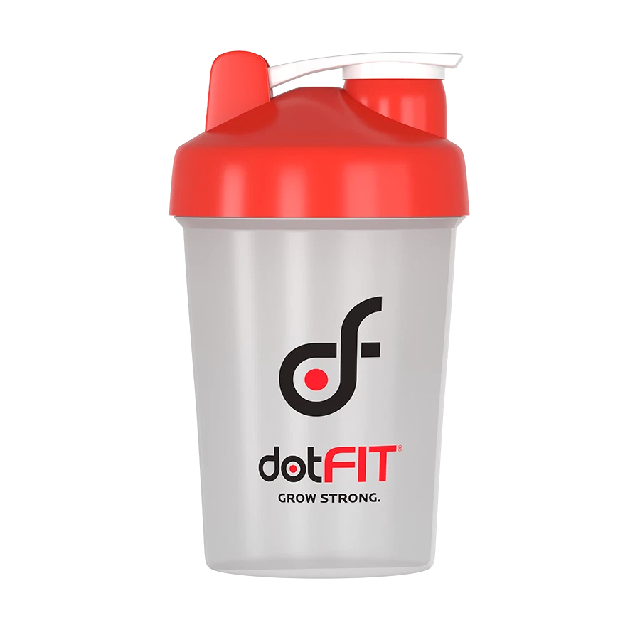 DotFit Shaker Bottle Red Logo BPA-Free Stainless Steel Mixing Ball 20oz NEW