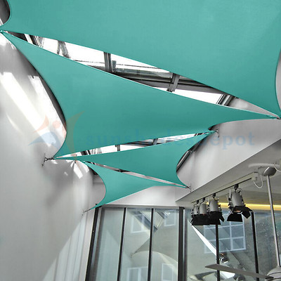 TANG Sun Shade Sail Turquoise Permeable Triangle Canopy Cover Outdoor Patio Pool
