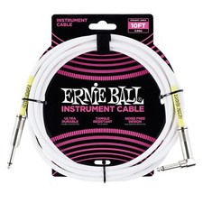 Ernie Ball 10' 1/4" Straight / Angle Instrument Cable - White 10-foot 