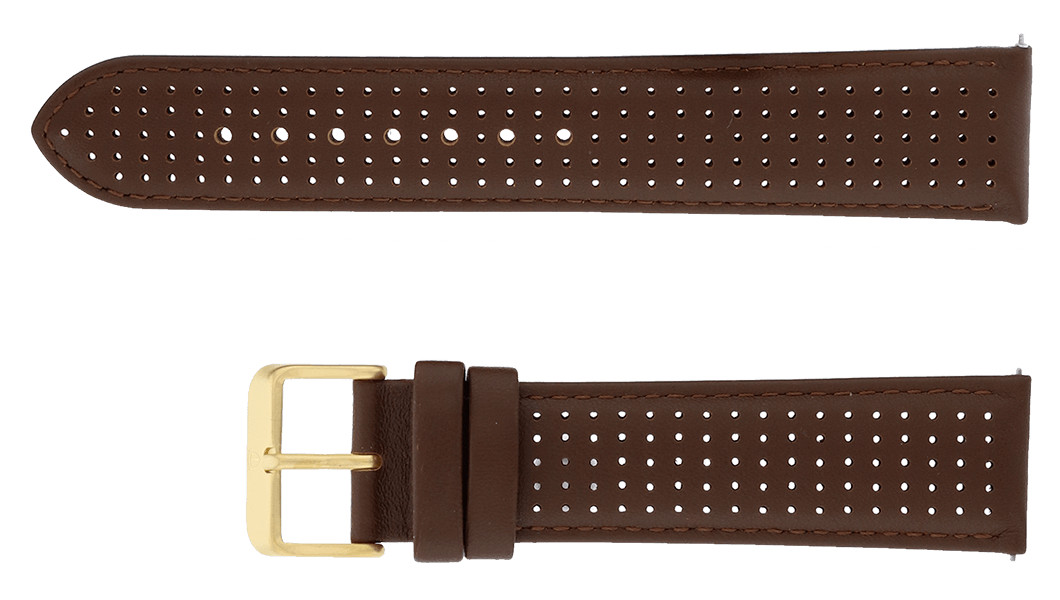 Bracelet interchangeable Detomaso 22mm cuir marron et boucle dorée