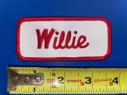 Willie (red) Uniform Shirt Vintage Name Tag Patch Jacket Vest Harley Emblem