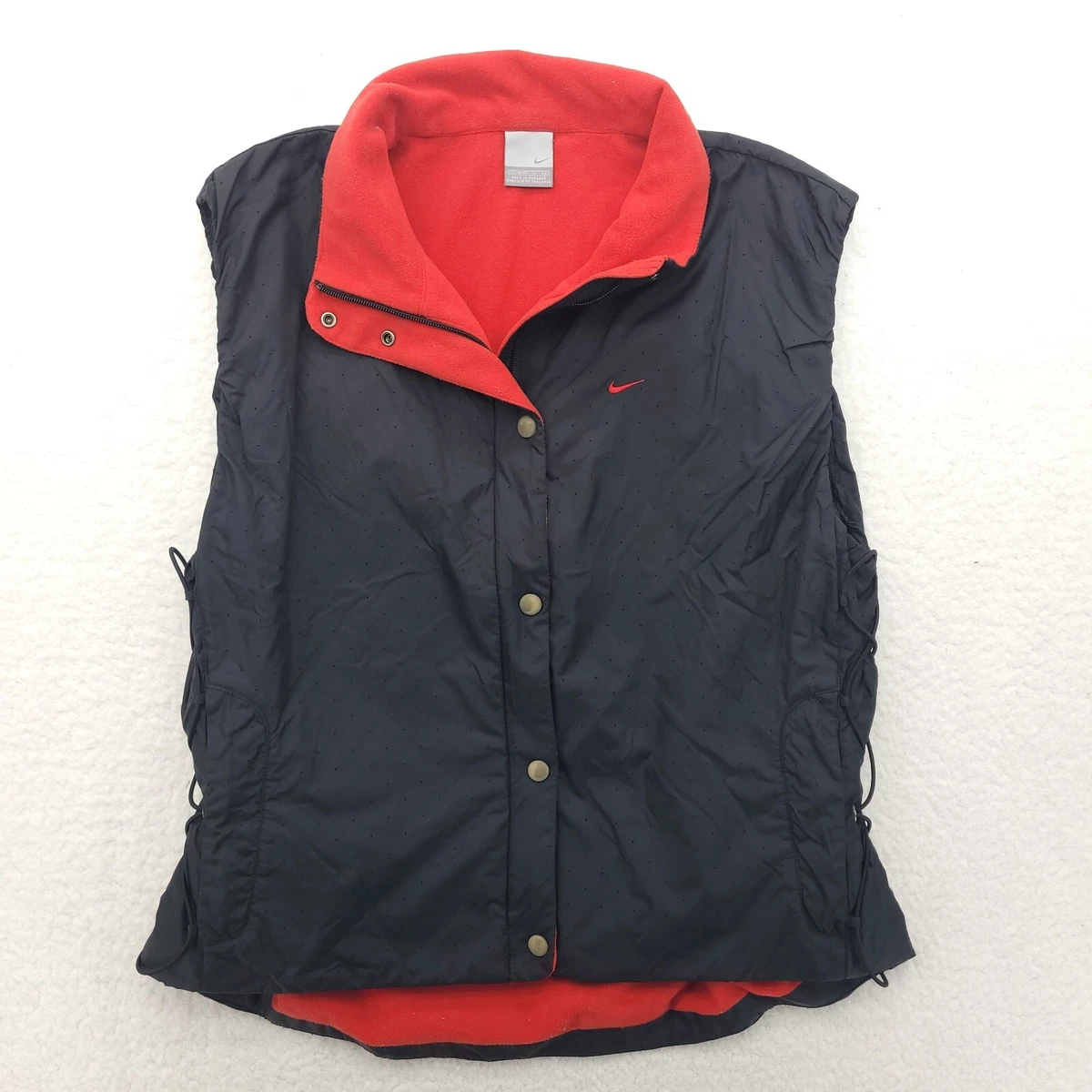 Nike Vest Boys Youth XL Black Red Full Zip Outdoors Running Sleeveless Fleece