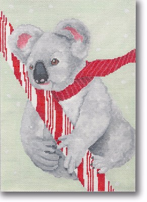 Needlepoint Handpainted Christmas CBK Koala with Candy Cane 7x10
