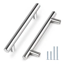 20-Pack 5in Polished Chrome Cabinet Handles 7.56in Euro T-Bar Drawer Pulls
